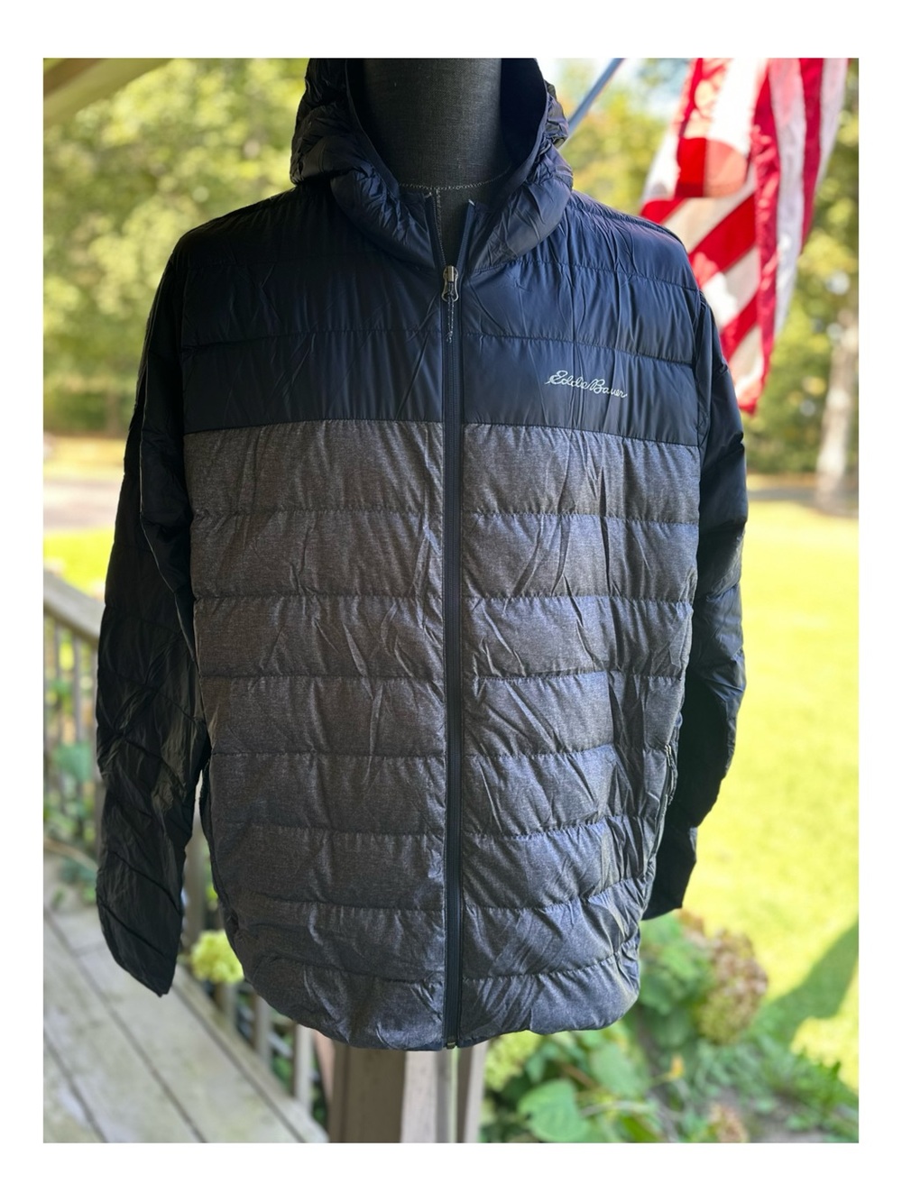 Eddie Bauer Men’s Cirruslite Down Jacket-Two-Tone Navy/Gray Size XL